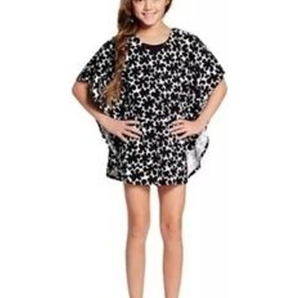 MARIMEKKO Terrycloth Swim Cover Up in Paprika print  Black White  GIRLS S/M
